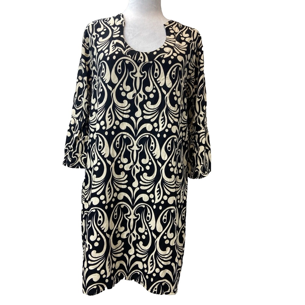 Escapada Dress Womens Large Black Cotton Coastal  Beach Casual Relax Party‎